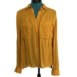 Bella Dahl Split Back Button Down Long Sleeve Shirt Women Size M Pockets